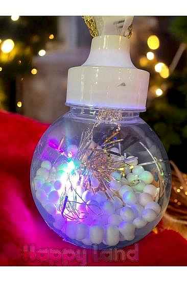 Happyland Yılbaşı Ağacı Led Işıklı Fanus Teraryum 2 Adet Renkli Işık Yılbaşı Süsü