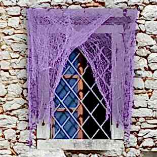 Happyland Mor Renk Halloween Cadılar Bayramı Ürpertici Dekor Perde 72 x 190 cm