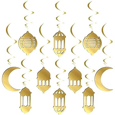 Happyland Ramazan Bayramı 10’lu Ramazan Tavan Sarkıt Süsleri Gold Metalik 