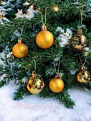 Happyland Yılbaşı Çam Ağacı Süsü 4 cm Gold Yılbaşı Topu 6 adet Asetat Kutulu Model Yılbaşı Cici Top