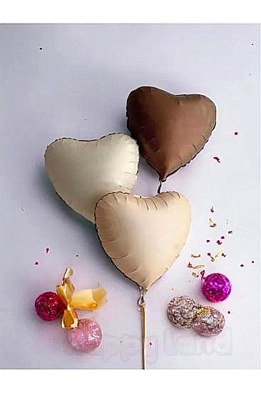 Happyland Retro Kalp Balon Seti Bej, Krem Ve Karamel Kalp Balon Folyo 3 Adet