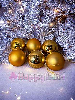 Happyland Yılbaşı Çam Ağacı Süsü 4 cm Gold Yılbaşı Topu 6 adet Asetat Kutulu Model Yılbaşı Cici Top