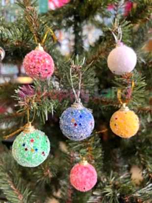 Happyland Yılbaşı Ağacı Renkli Köpük 4 cm Top Süsü Yılbaşı Ağacı Renkli Cici toplar