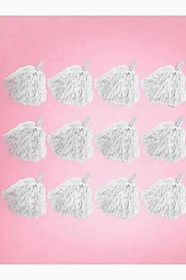 Happyland 10 Çift( 20 Adet )Ponpon 10 Çocuk İçin Mat Beyaz Renk 23 Nisan Gösteri Ponponu