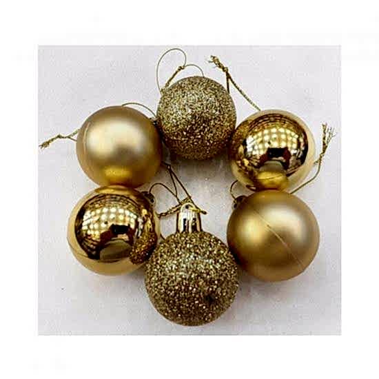 Happyland Yılbaşı Ağacı Süsleme 6 cm Gold 6’lı Gold Renkli Cici Top