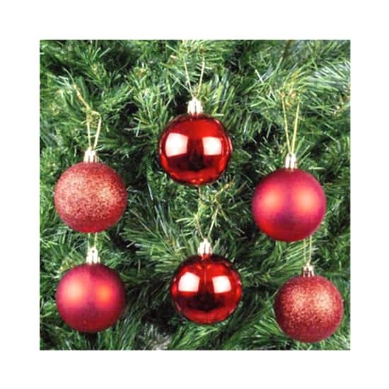 Happyland Yılbaşı Ağacı Süsleme 6 cm Kırmızı Top 6’lı Kırmızı Renkli Cici Top