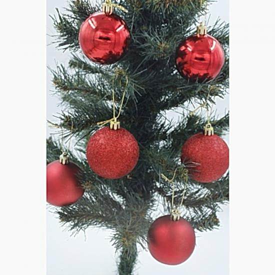 Happyland Yılbaşı Ağacı Süsleme 6 cm Kırmızı Top 6’lı Kırmızı Renkli Cici Top