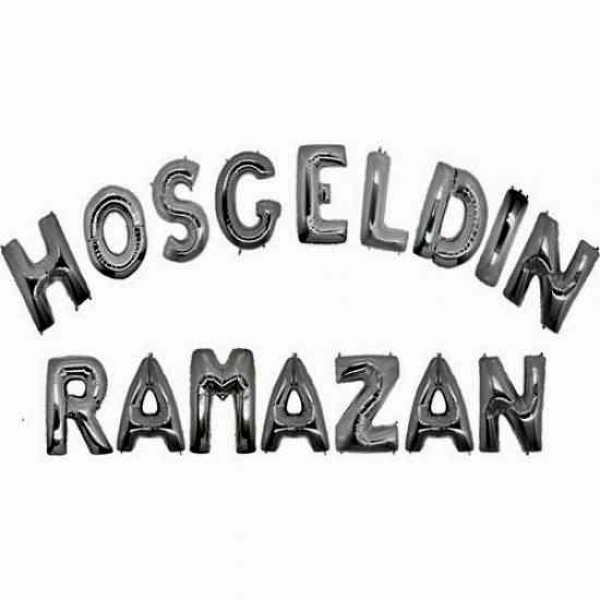 Happyland Gümüş Hoşgeldin Ramazan Folyo Balon Gümüş Folyo Balon Ramazan Süsleri Ramazan Dekorları