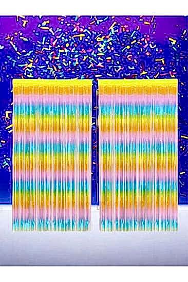 Happyland 1 Adet Gökkuşağı Renkli Rengarenk  Kapı Duvar Parti Fon Arka Perde Doğum Günü Perdesi