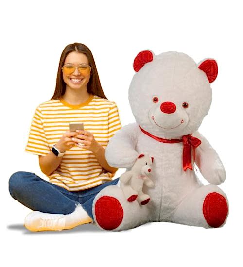 Yavrulu Ayıcık 100 cm Krem Rengi