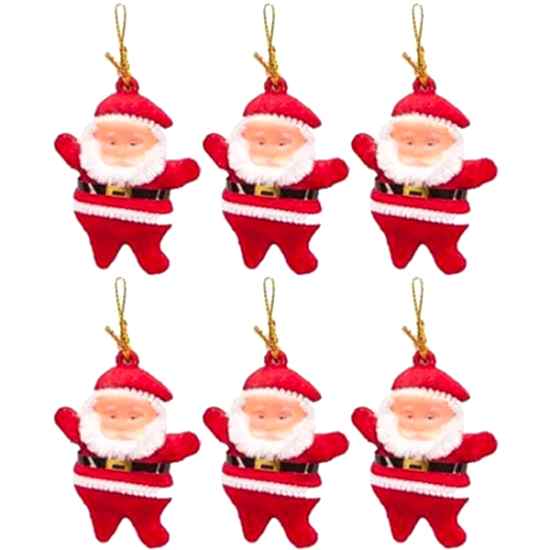 Happyland Yılbaşı Ağacı Süsü 6’lı Noel Baba Asma Süs Kırmızı Renk Çam Ağacı Süsü