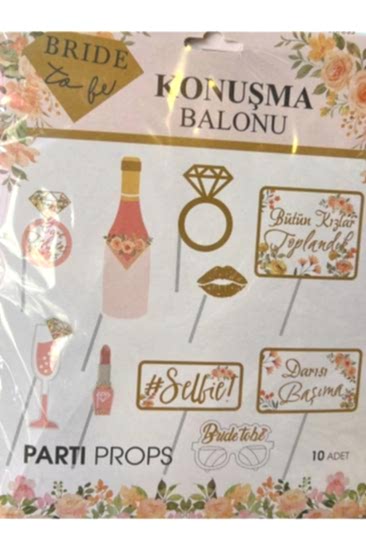 Happyland Bride Konsept Bride To Be 10’lu Konuşma Kartı Seti Çiçekli Model 