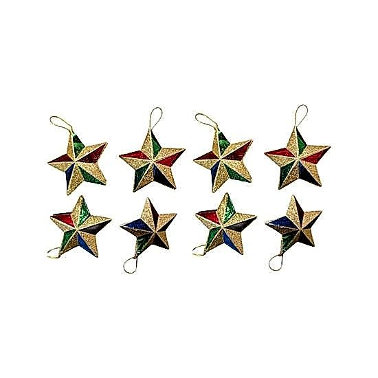 Happyland Yılbaşı Ağacı Süsü 4’lü Karışık Renkli Yıldız Süs 7 cm Yıldız Çam Ağacı Süsü