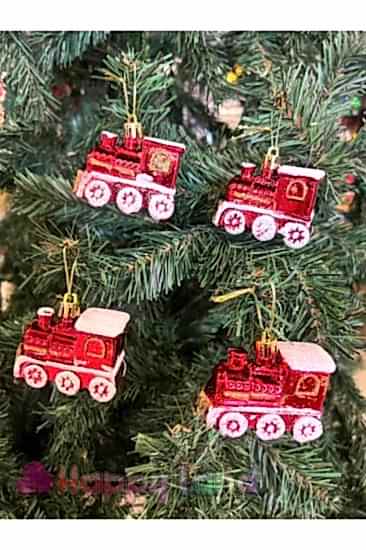 Happyland Yılbaşı Çam Ağacı Süsü 4 Adet Kırmızı Tren Süs 6 Cm Yılbaşı Ağacı Süs Tren Yeni Yıl Süs