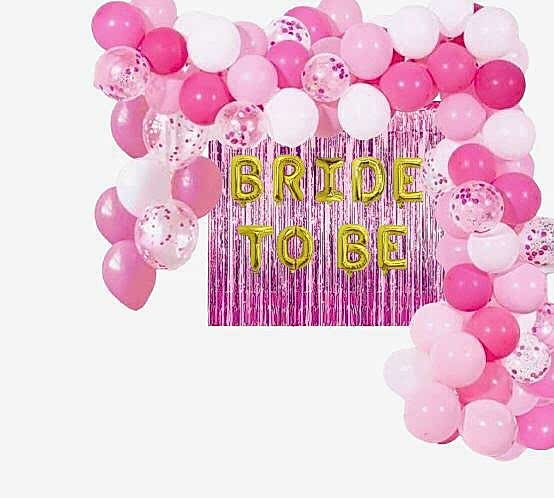 Happyland Bride To Be Bekarlığa Veda Partisi Pembe/Fuşya Konseptli Balon Zinciri Ve Folyo Balon Seti Arka Fonlu