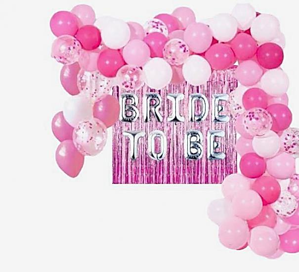 Happyland Bride To Be Bekarlığa Veda Partisi Pembe/Fuşya Konseptli Balon Zinciri Ve Folyo Balon Seti Arka Fonlu