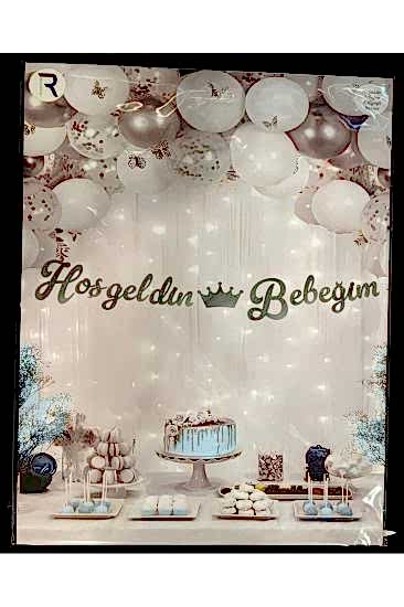 Happyland Gümüş Hoşgeldin Bebeğim Kaligrafi Yazı Banner