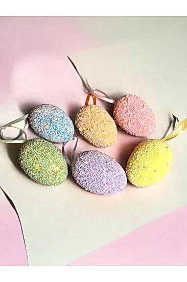 Happyland Paskalya Yumurtası Renkli 6 Lı Yapay Paskalya Süs