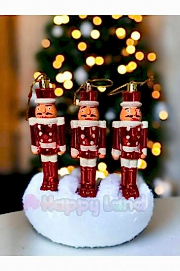 Happyland Yılbaşı Çam Ağacı Süsü 3 Adet Fındıkkıran Asma Süs Yılbaşı Ağacı Süs Fındıkkıran 13 Cm