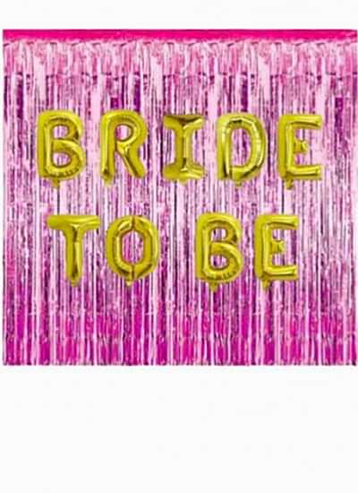 Happyland Bekarlığa Veda Partisi Bride To Be Pembe/Fuşya Konseptli Folyo Balon Seti Arka Fonlu