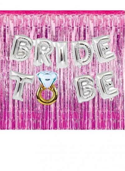 Happyland Bekarlığa Veda Partisi Bride To Be Pembe/Fuşya Konseptli Yüzüklü Folyo Balon Seti Arka Fonlu