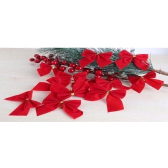 Happyland Yılbaşı Ağacı Süsü 12’li Kırmızı Fiyonk Süs Çam Ağacı Süsü