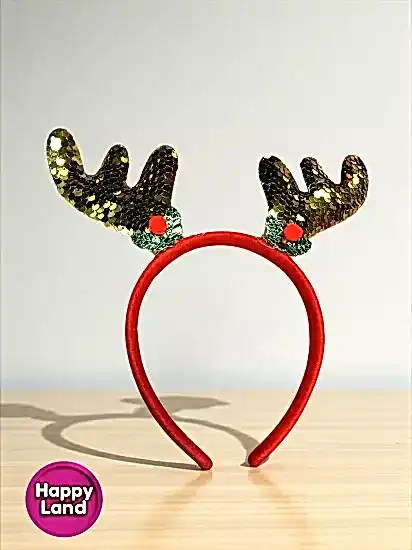 Happyland Yılbaşı Pullu Geyik Taç 1 Yeni Yıl Parti Tacı Yılbaşı Aksesuar Pullu Yeni Model