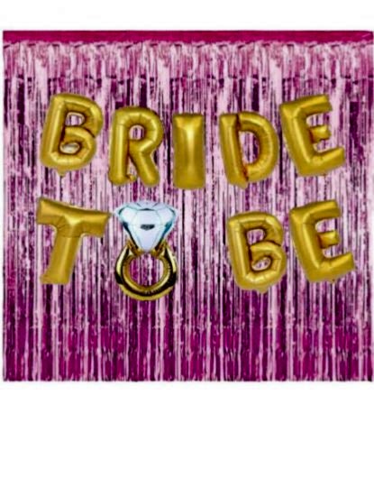 Happyland Bekarlığa Veda Partisi Bride To Be Pembe/Fuşya Konseptli Yüzüklü Folyo Balon Seti Arka Fonlu