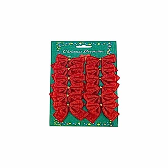 Happyland Yılbaşı Ağacı Süsü 12’li Kırmızı Fiyonk Süs Çam Ağacı Süsü