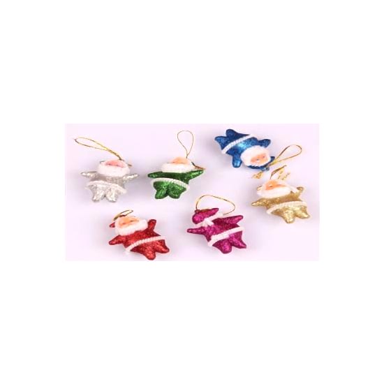 Happyland Yılbaşı Ağacı Süsü 6’lı Noel Baba Asma Süs Karışık Renk Simli Çam Ağacı Süsü