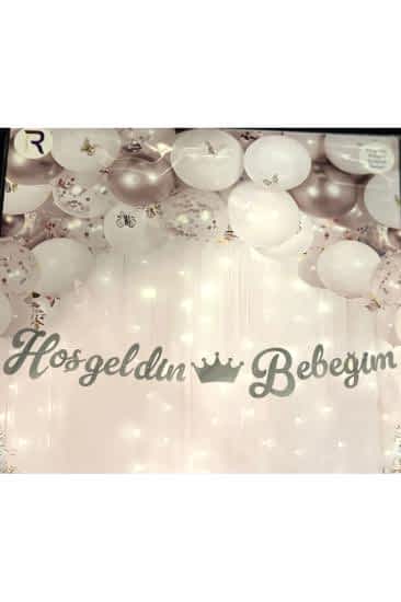Happyland Gümüş Hoşgeldin Bebeğim Kaligrafi Yazı Banner