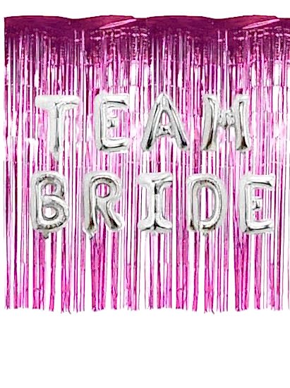 Happyland Bekarlığa Veda Partisi Bride To Be Pembe/Fuşya Konseptli Team Bride Folyo Balon Seti Arka Fonlu