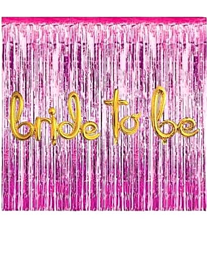 Happyland Bekarlığa Veda Partisi Bride To Be Pembe/Fuşya Konseptli İtalik Folyo Balon Seti Arka Fonlu