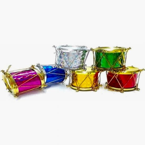 Happyland Yılbaşı Ağaç Süsü 2 cm Davul Süs 9’lu Karışık Renk Trampet Süs