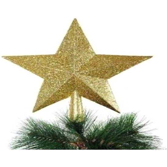 Happyland Yılbaşı Ağacı Süsü Gold Simli Tepe Yıldızı 15 cm Çam Ağacı Tepe Yıldızı