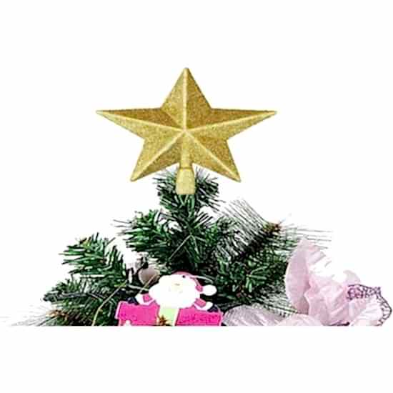 Happyland Yılbaşı Ağacı Süsü Gold Simli Tepe Yıldızı 15 cm Çam Ağacı Tepe Yıldızı