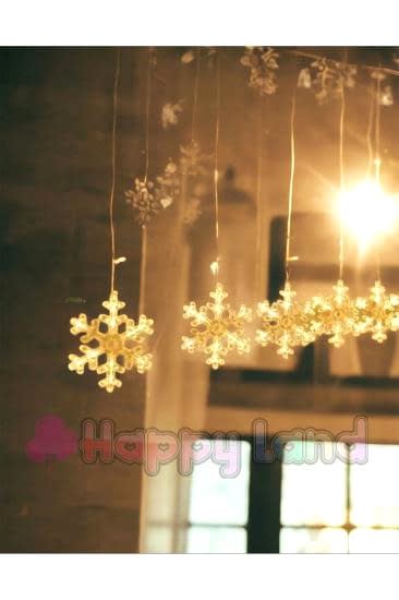Happyland Dekoratif Led Işıklı Kar Tanesi Perde Led 3 m perde Led Saçağı Dizili KAR Tanesi Led ışık 