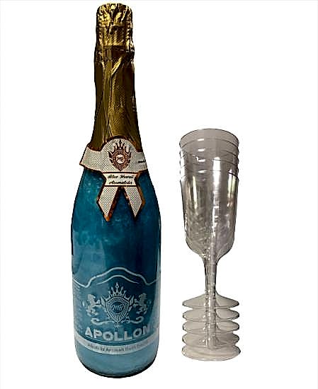 Happyland Blue Hawaii Aromalı Alkolsüz Şampanya Bride To Be Bekarlığa Veda Yetişkin Doğum Günü Patlatmalık Gazoz Parti İçeceği Mavi Kokteyl Sparkling Flavour 750ml Kadehli