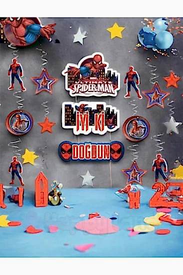 Happyland Spiderman 3D Tavan Orta Süs Spiderman Doğum Günü Parti Süsleri
