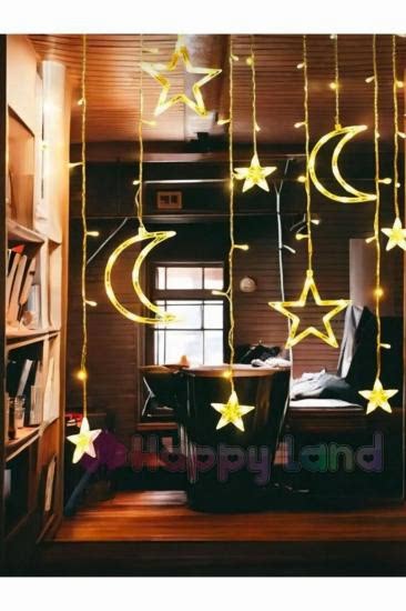 Happyland Ay Yıldız Perde Led 8 Mod Saçaklı Günışığı Perde Peri Işık 3.5 m Dekoratif Lamba Led Işık