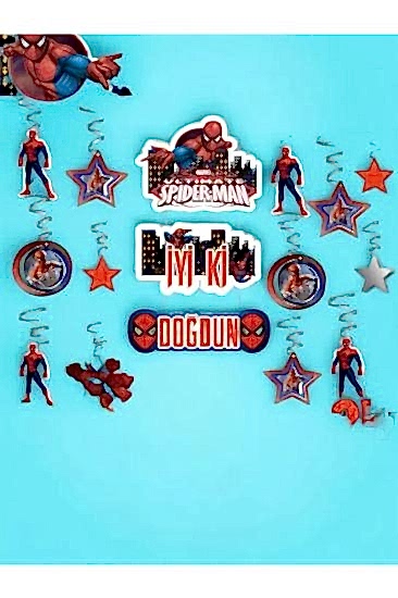 Happyland Spiderman 3D Tavan Orta Süs Spiderman Doğum Günü Parti Süsleri