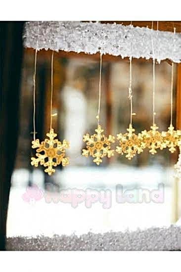 Happyland Dekoratif Led Işıklı Kar Tanesi Perde Led 3 m perde Led Saçağı Dizili KAR Tanesi Led ışık 