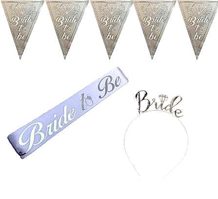 Happyland Bride To Be Partisi Gümüş 3’lü Kutlama Seti Bekarlığa Veda Paketi Taç + Kuşak + Flama