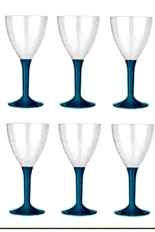 Happyland 6 Adet Plastik Şarap Kadehi Bardak Mavi Renk