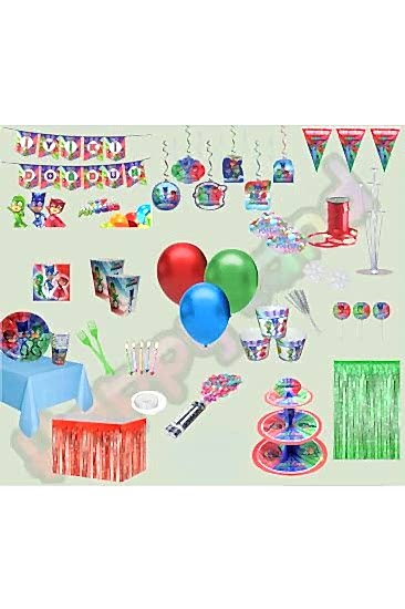 Happyland Pjmask Doğum Günü Konseptleri Seti Pijamaskeliler Konsepti Parti Malzemeleri Lüks Paket