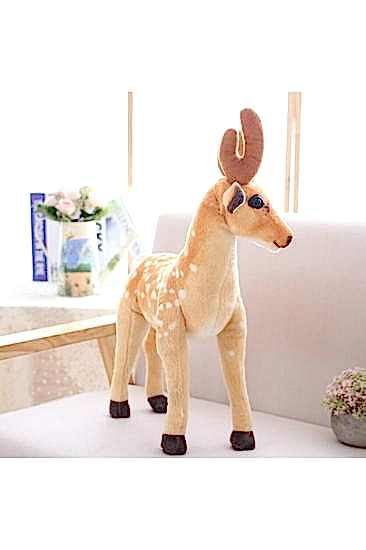 Happyland Yılbaşı Dekorasyon Peluş Geyik Açık Kahve Renk Küçük Boy 34cm X 34 Cm Yılbaşı Geyiği 