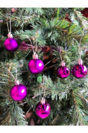 Happyland Yılbaşı Çam Ağacı Süsü 4 cm 6 adet Mor Renk Yılbaşı TopU Yeni Yıl Cici Toplar