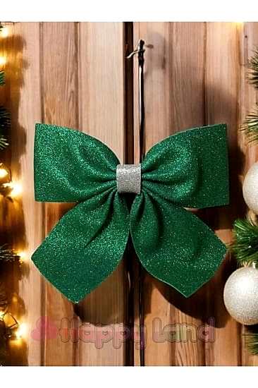 Happyland Yılbaşı Yeşil Renk Kapı Sofra Ağaç Süsü Simli Eva Fiyonk Dekor Yılbaşı Süs 20 Cm Yeşil