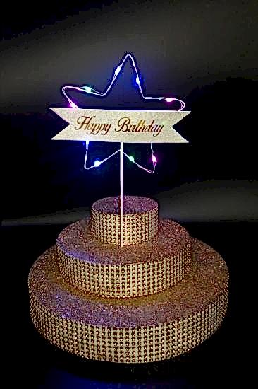 Happyland Renkli Led Işıklı Yıldız Pasta Süsü﻿﻿