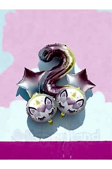 Happyland Unicorn 2 Yaş Rakam Balon Seti Unicorn Konsept Doğum Günü Balon Seti